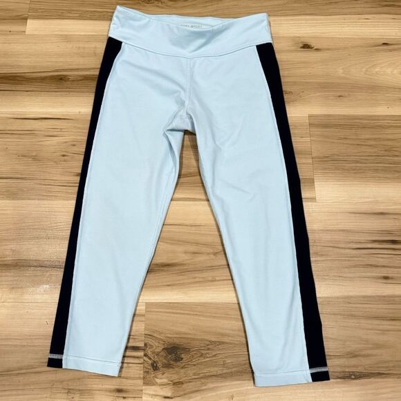 Tory Burch Blue Colorblock Cropped Leggings Women’s Small - Picture 1 of 5